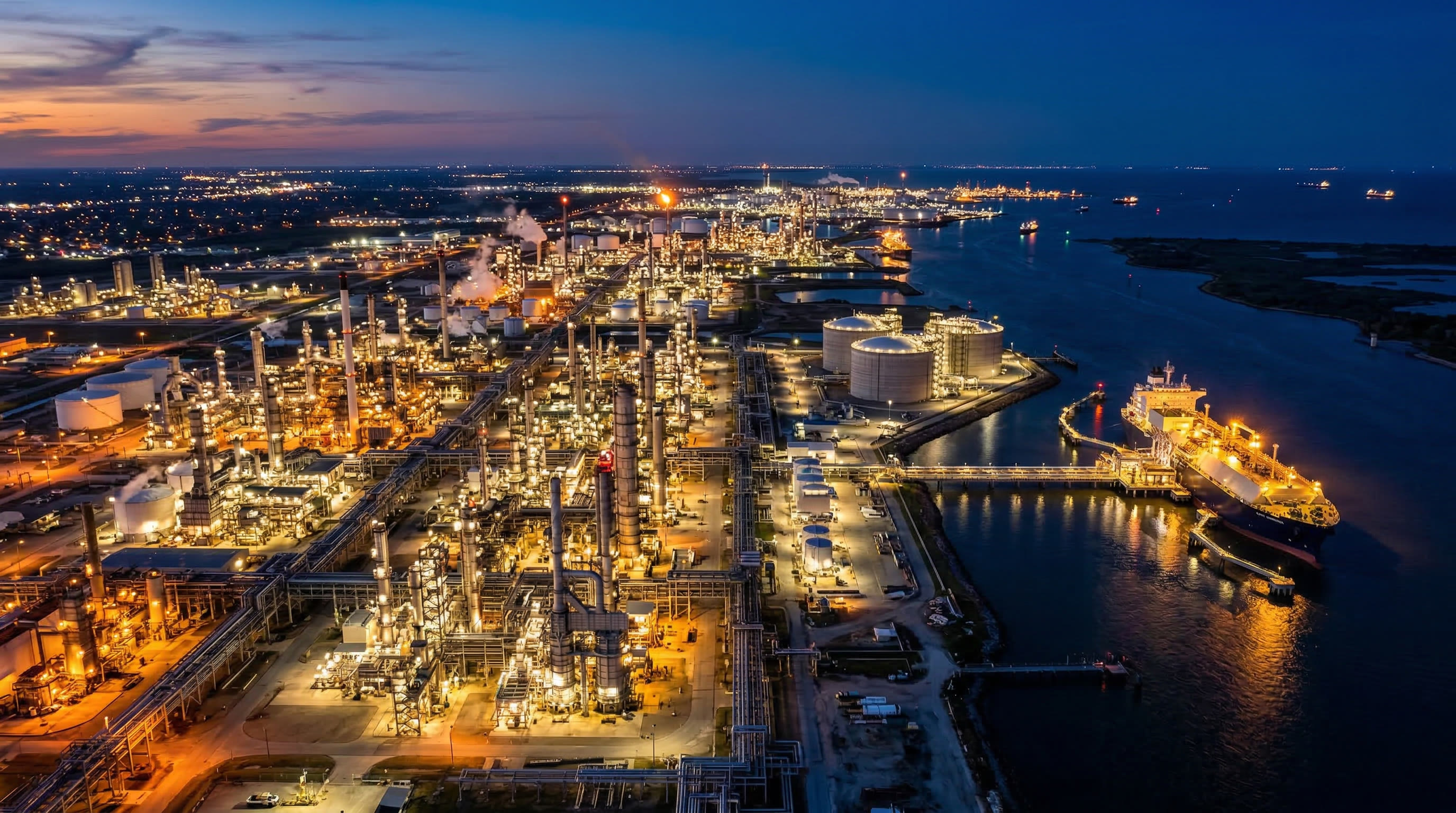 Industrial facility at twilight